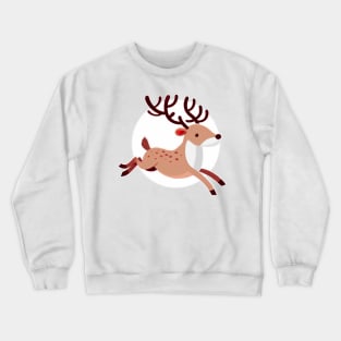 Light Reindeer Jumping - White Background Crewneck Sweatshirt